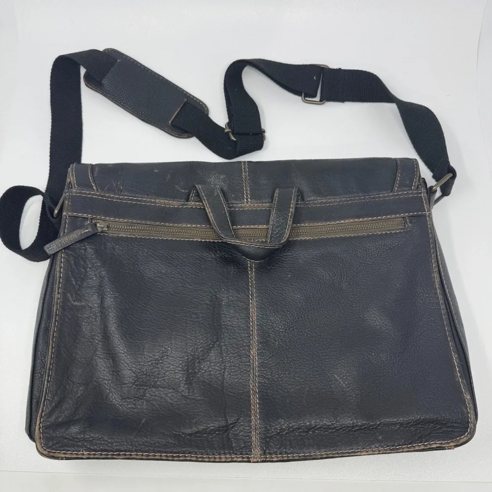 Vintage Wilsons Leather Messenger Bag Black Leather Laptop Briefcase Crossbody